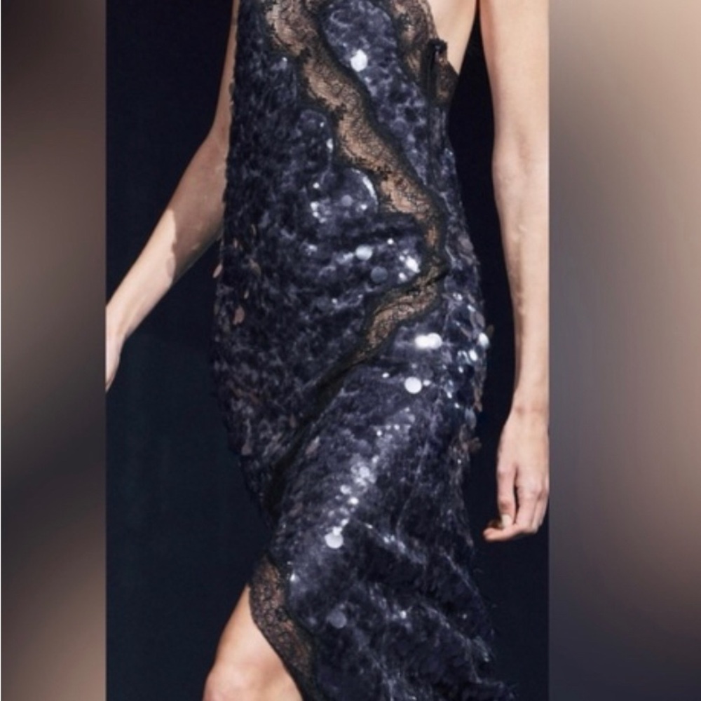 Zara Midnight Blue Sequin Backless Dress
